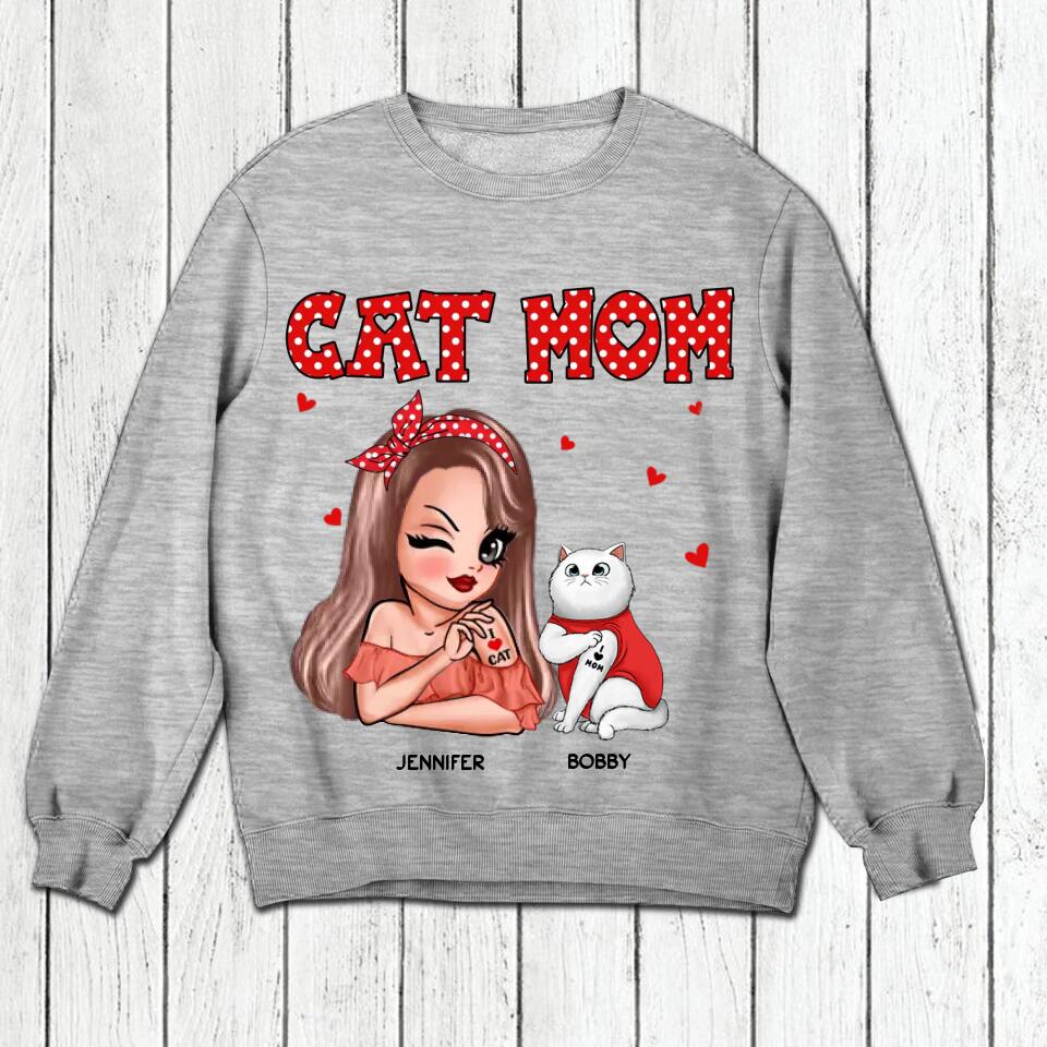 Personalized Cat Mom I Love Cat Tshirt Printed 22NOV-DT01