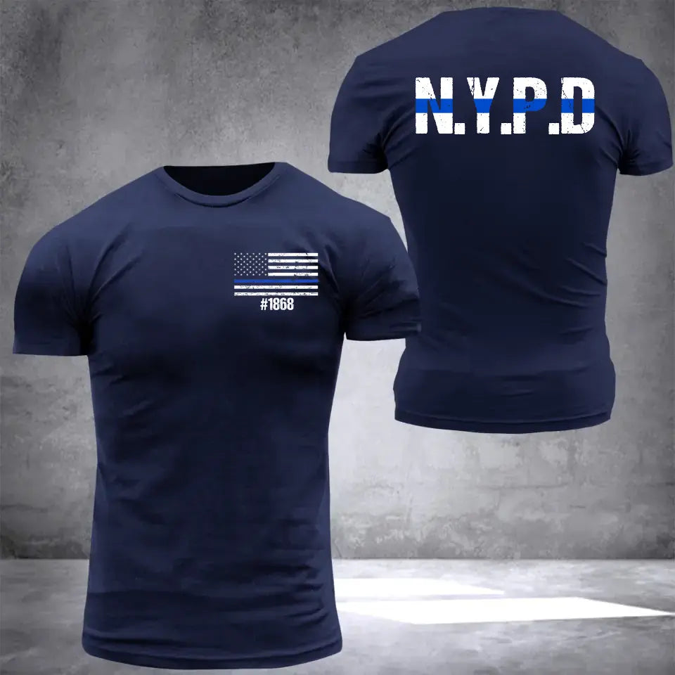 Personalized Thin Blue Line Law Enforcement Sheepdog Custom Your ID And Department Tshirt 2D Printed