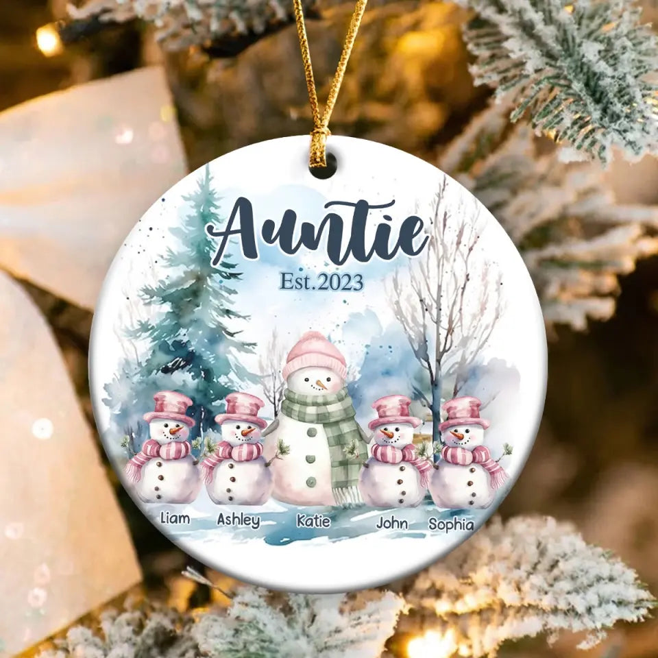 Personalized Auntie Merry Christmas Custom Name Ceramic Ornament Printed HTHVQ23725