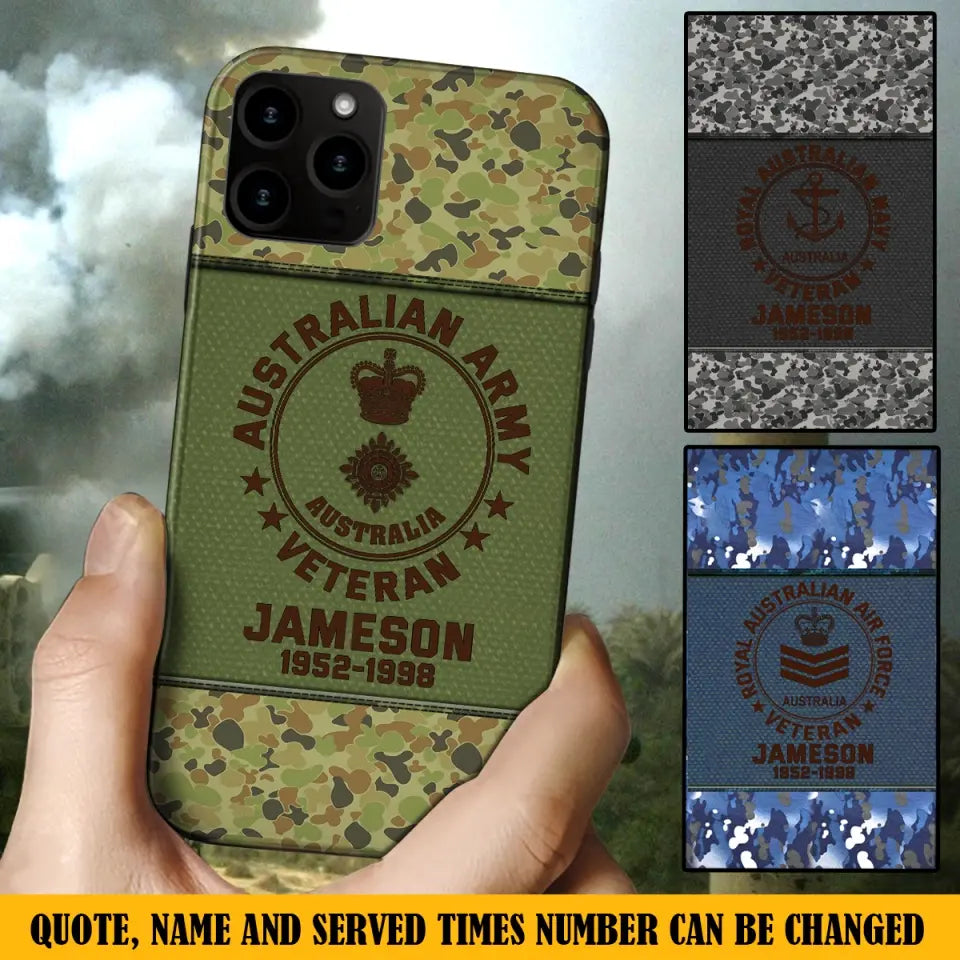 Personalized Australian Army Air Force Navy Rank & Custom Name Phone Case Printed KVH23759