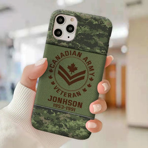 Personalized Canadian Army Air Force Navy Rank & Custom Name Phone Case Printed KVH23759