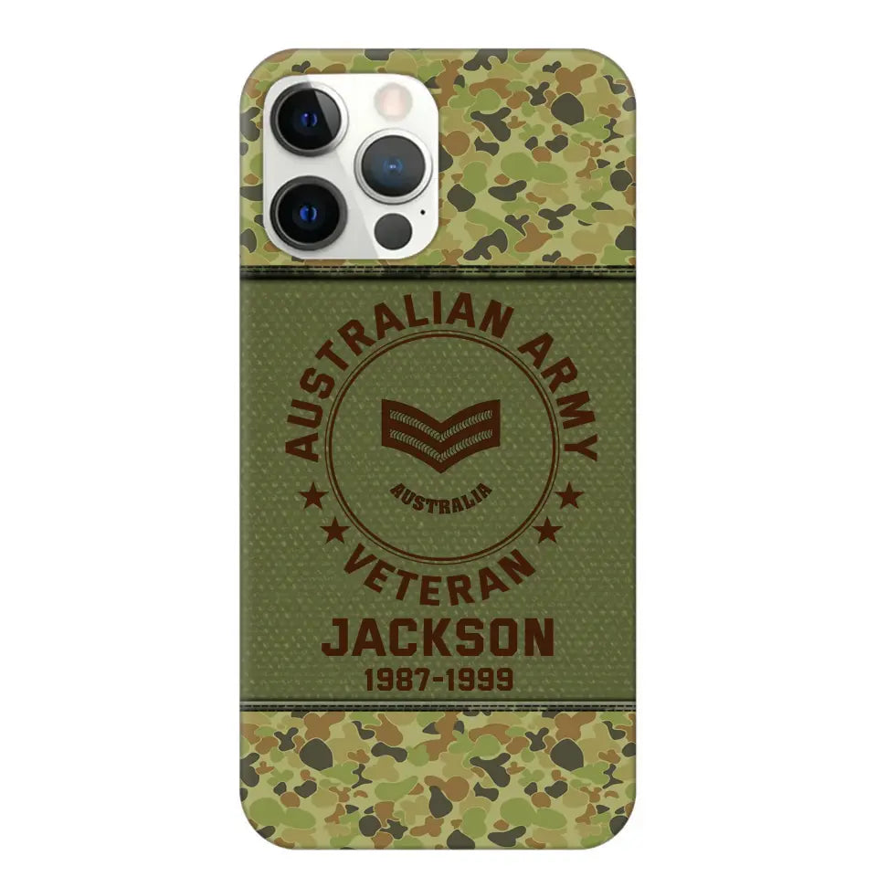 Personalized Australian Army Air Force Navy Rank & Custom Name Phone Case Printed KVH23759