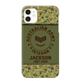 Personalized Australian Army Air Force Navy Rank & Custom Name Phone Case Printed KVH23759