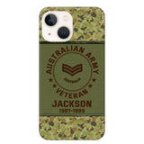 Personalized Australian Army Air Force Navy Rank & Custom Name Phone Case Printed KVH23759