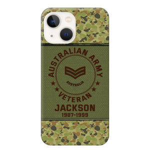 Personalized Australian Army Air Force Navy Rank & Custom Name Phone Case Printed KVH23759