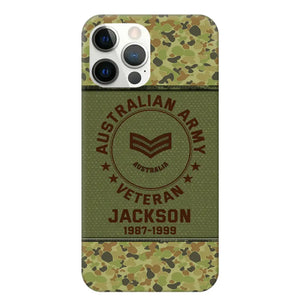 Personalized Australian Army Air Force Navy Rank & Custom Name Phone Case Printed KVH23759