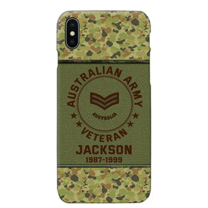 Personalized Australian Army Air Force Navy Rank & Custom Name Phone Case Printed KVH23759