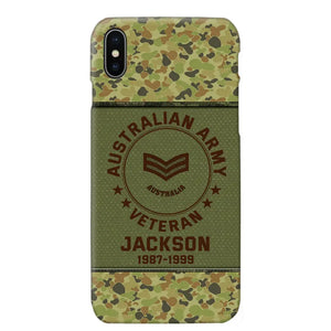 Personalized Australian Army Air Force Navy Rank & Custom Name Phone Case Printed KVH23759