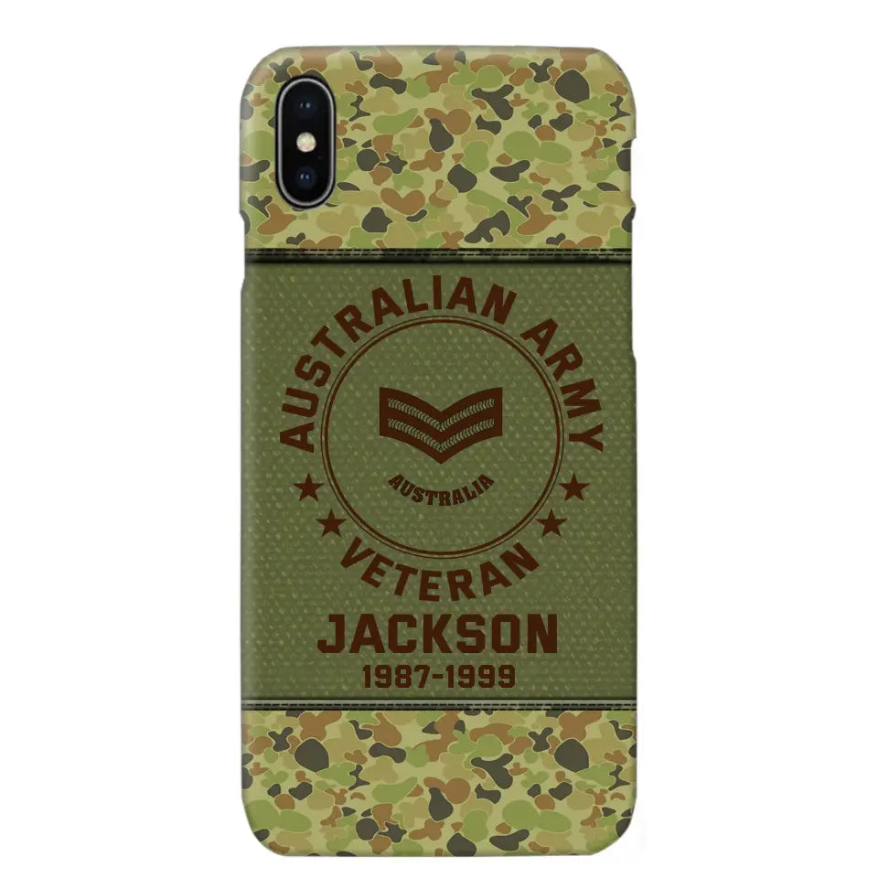 Personalized Australian Army Air Force Navy Rank & Custom Name Phone Case Printed KVH23759