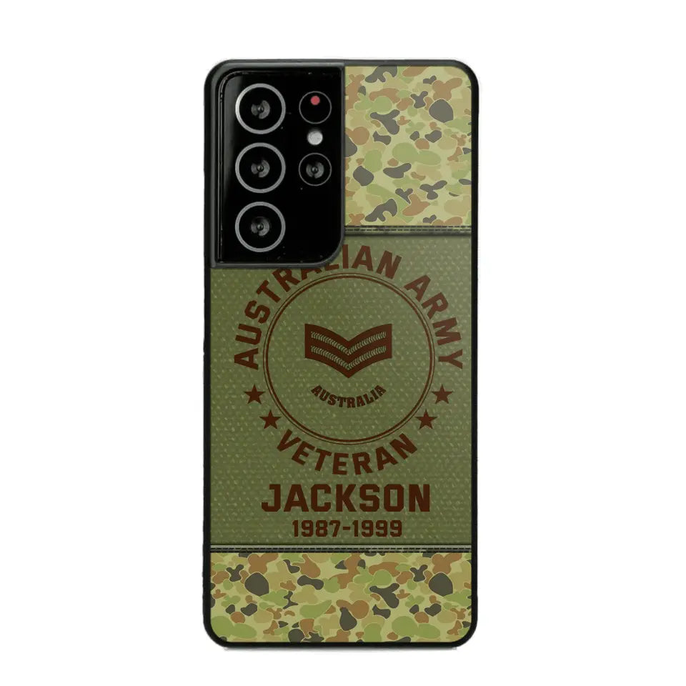 Personalized Australian Army Air Force Navy Rank & Custom Name Phone Case Printed KVH23759