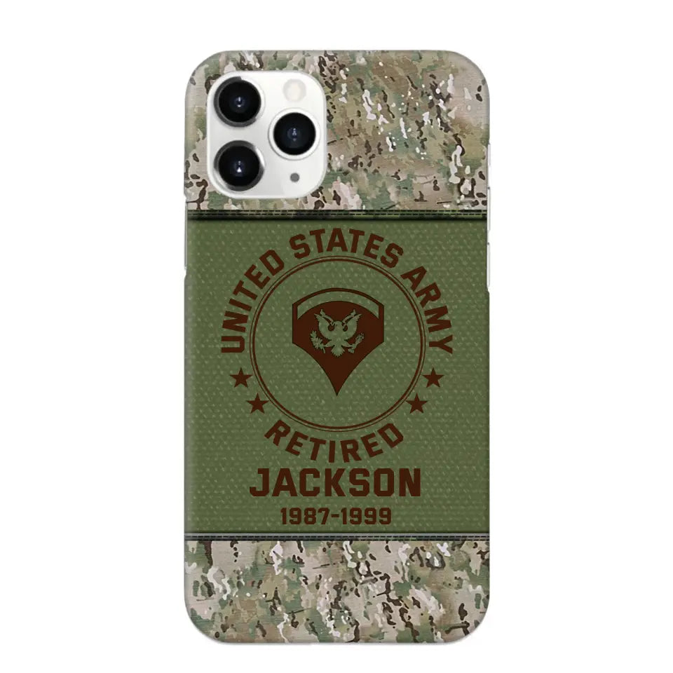 Personalized US Army Air Force Navy Rank & Custom Name Phone Case Printed KVH23759