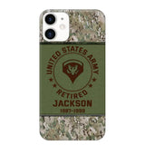 Personalized US Army Air Force Navy Rank & Custom Name Phone Case Printed KVH23759