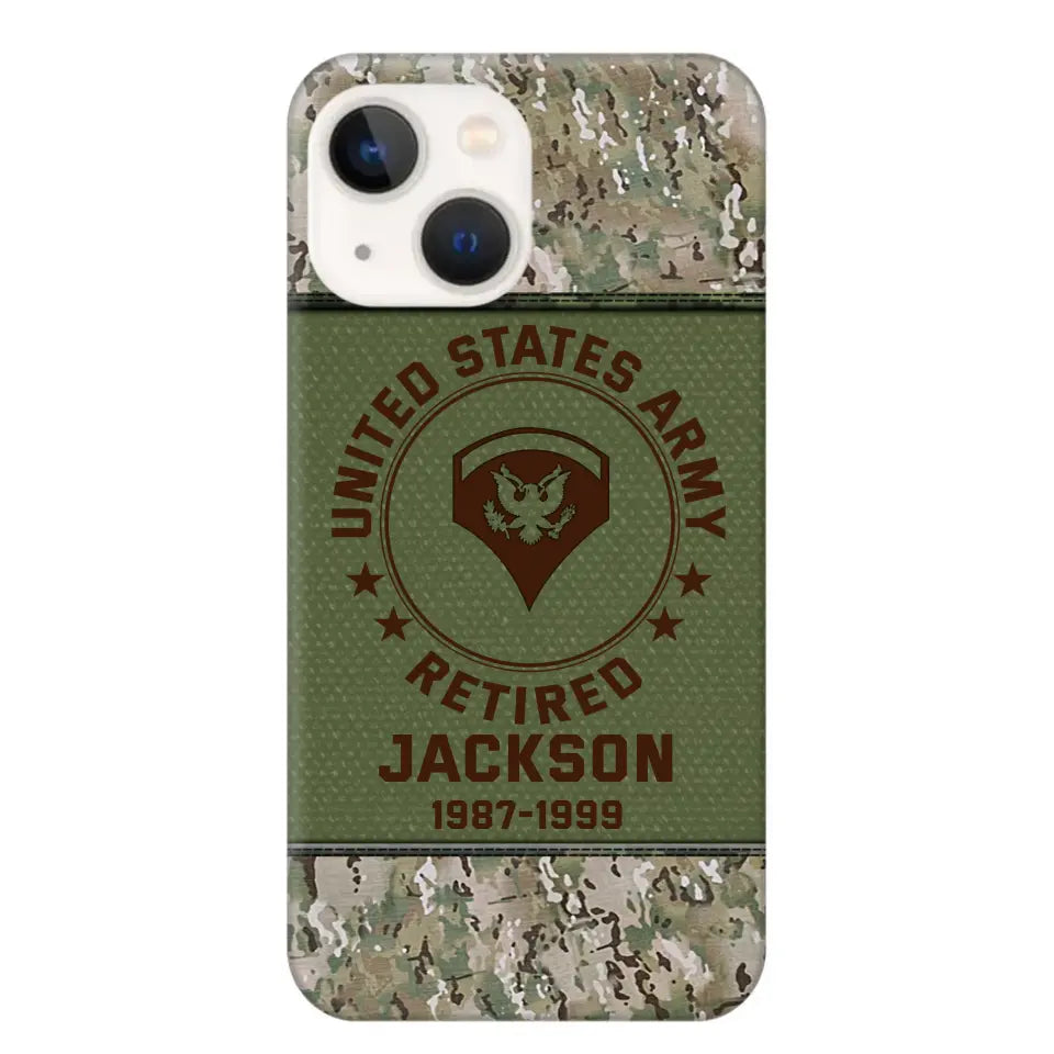 Personalized US Army Air Force Navy Rank & Custom Name Phone Case Printed KVH23759