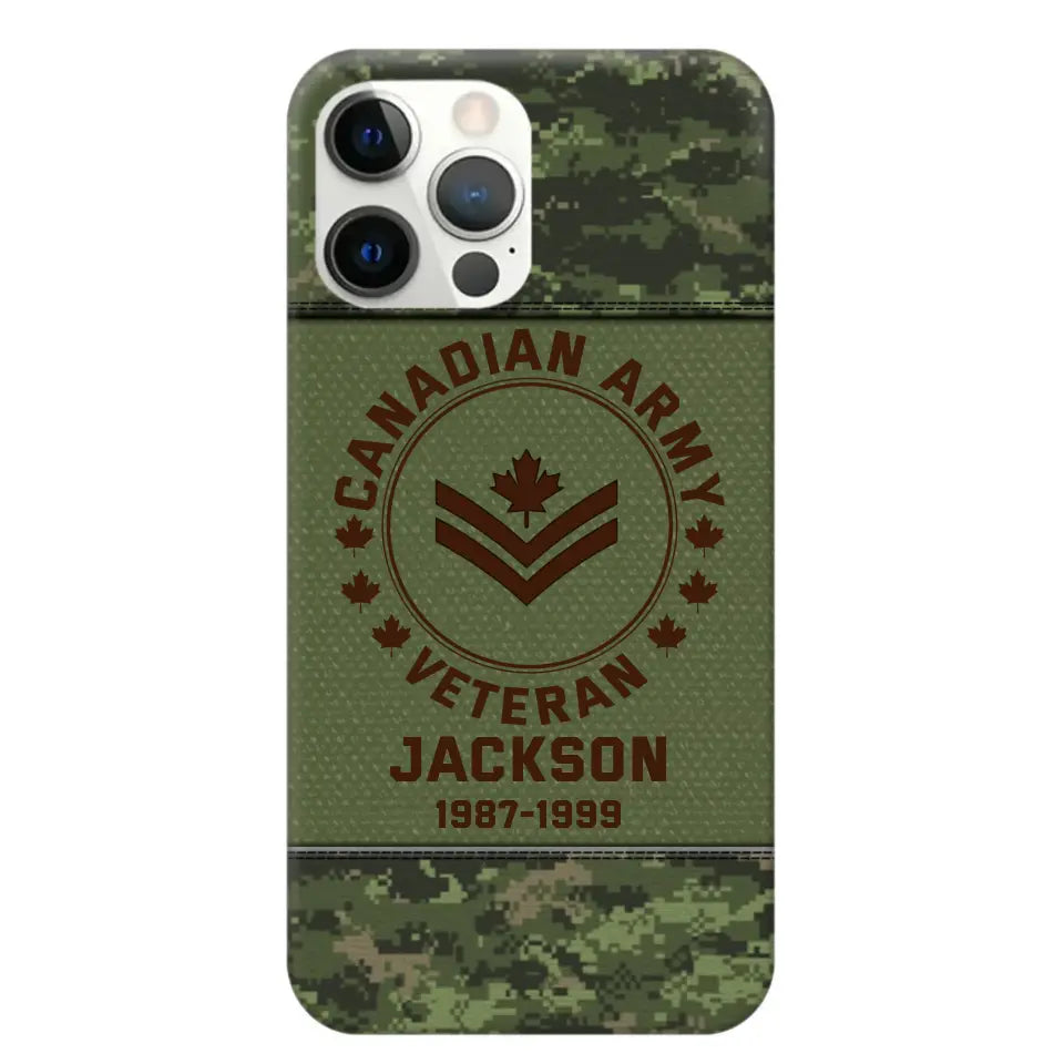 Personalized Canadian Army Air Force Navy Rank & Custom Name Phone Case Printed KVH23759