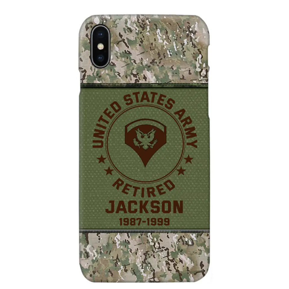 Personalized US Army Air Force Navy Rank & Custom Name Phone Case Printed KVH23759