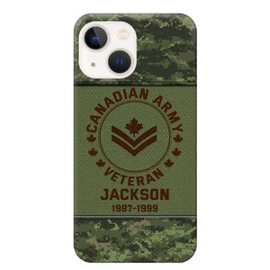 Personalized Canadian Army Air Force Navy Rank & Custom Name Phone Case Printed KVH23759