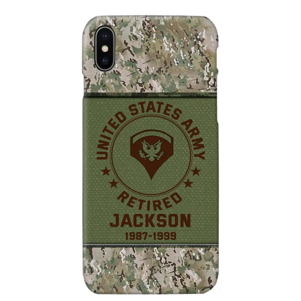 Personalized US Army Air Force Navy Rank & Custom Name Phone Case Printed KVH23759