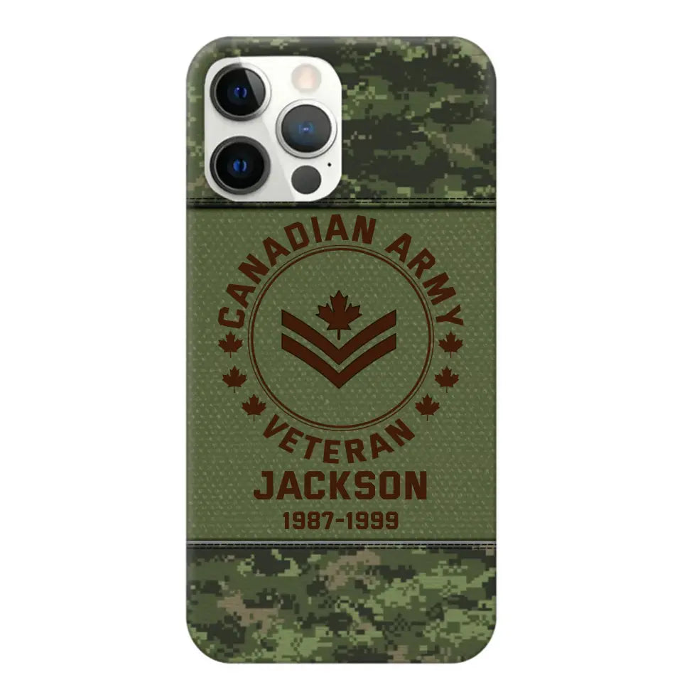 Personalized Canadian Army Air Force Navy Rank & Custom Name Phone Case Printed KVH23759