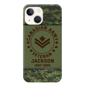 Personalized Canadian Army Air Force Navy Rank & Custom Name Phone Case Printed KVH23759