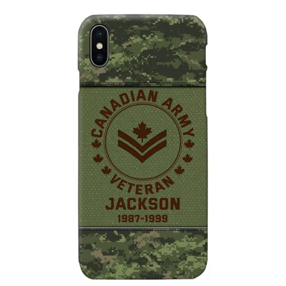 Personalized Canadian Army Air Force Navy Rank & Custom Name Phone Case Printed KVH23759