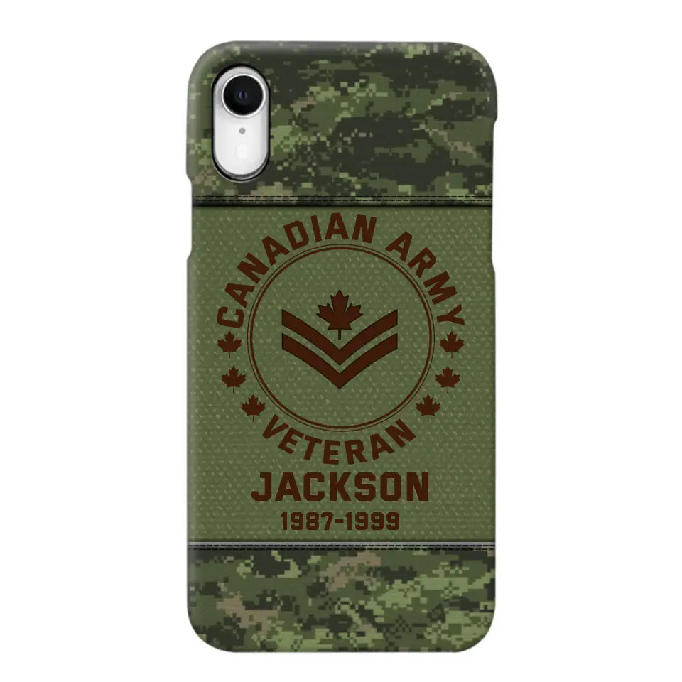 Personalized Canadian Army Air Force Navy Rank & Custom Name Phone Case Printed KVH23759