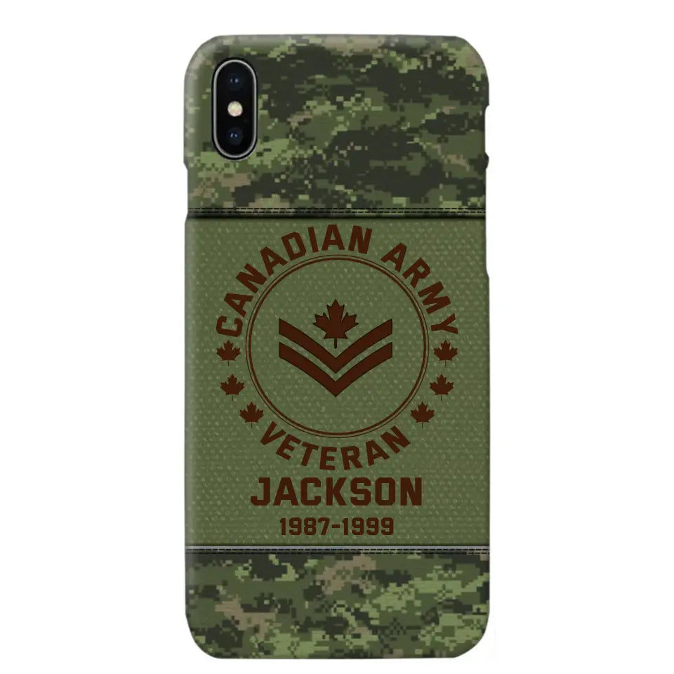 Personalized Canadian Army Air Force Navy Rank & Custom Name Phone Case Printed KVH23759