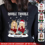 Personalized Bestie Double Trouble Girl Xmas Hoodie 2D Printed PTN23840