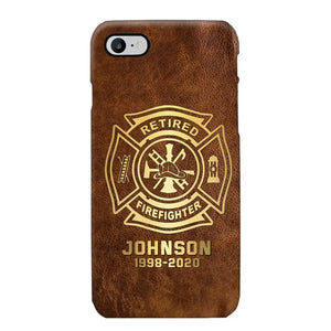 Personalized Retired Firefighter Custom Name Leather Phonecase Printed QTKH23884