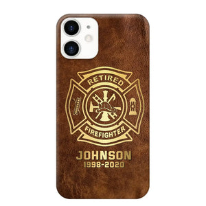 Personalized Retired Firefighter Custom Name Leather Phonecase Printed QTKH23884