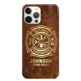 Personalized Retired Firefighter Custom Name Leather Phonecase Printed QTKH23884