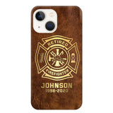 Personalized Retired Firefighter Custom Name Leather Phonecase Printed QTKH23884