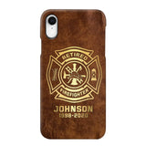 Personalized Retired Firefighter Custom Name Leather Phonecase Printed QTKH23884