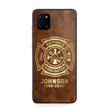 Personalized Retired Firefighter Custom Name Leather Phonecase Printed QTKH23884