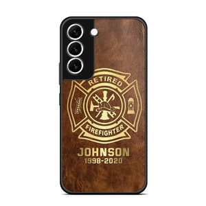 Personalized Retired Firefighter Custom Name Leather Phonecase Printed QTKH23884