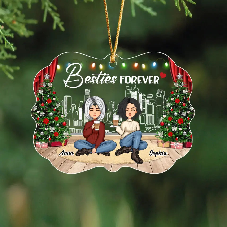 Personalized Bestie Forever Custom Name Acrylic Ornament Printed HTHHN23923