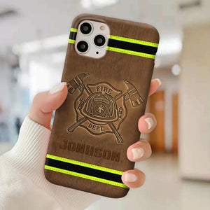 Personalized Firefighter Custom Name Leather Phonecase Printed KVH23949