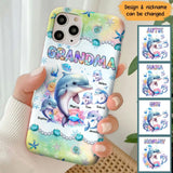 Personalized Grandma Dolphin Kid Names Ocean Vibes Phonecase Printed LVA23989