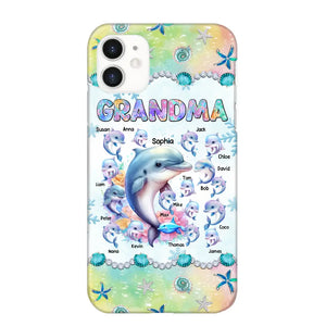 Personalized Grandma Dolphin Kid Names Ocean Vibes Phonecase Printed LVA23989