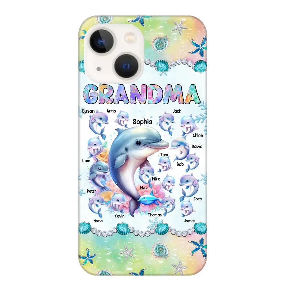 Personalized Grandma Dolphin Kid Names Ocean Vibes Phonecase Printed LVA23989