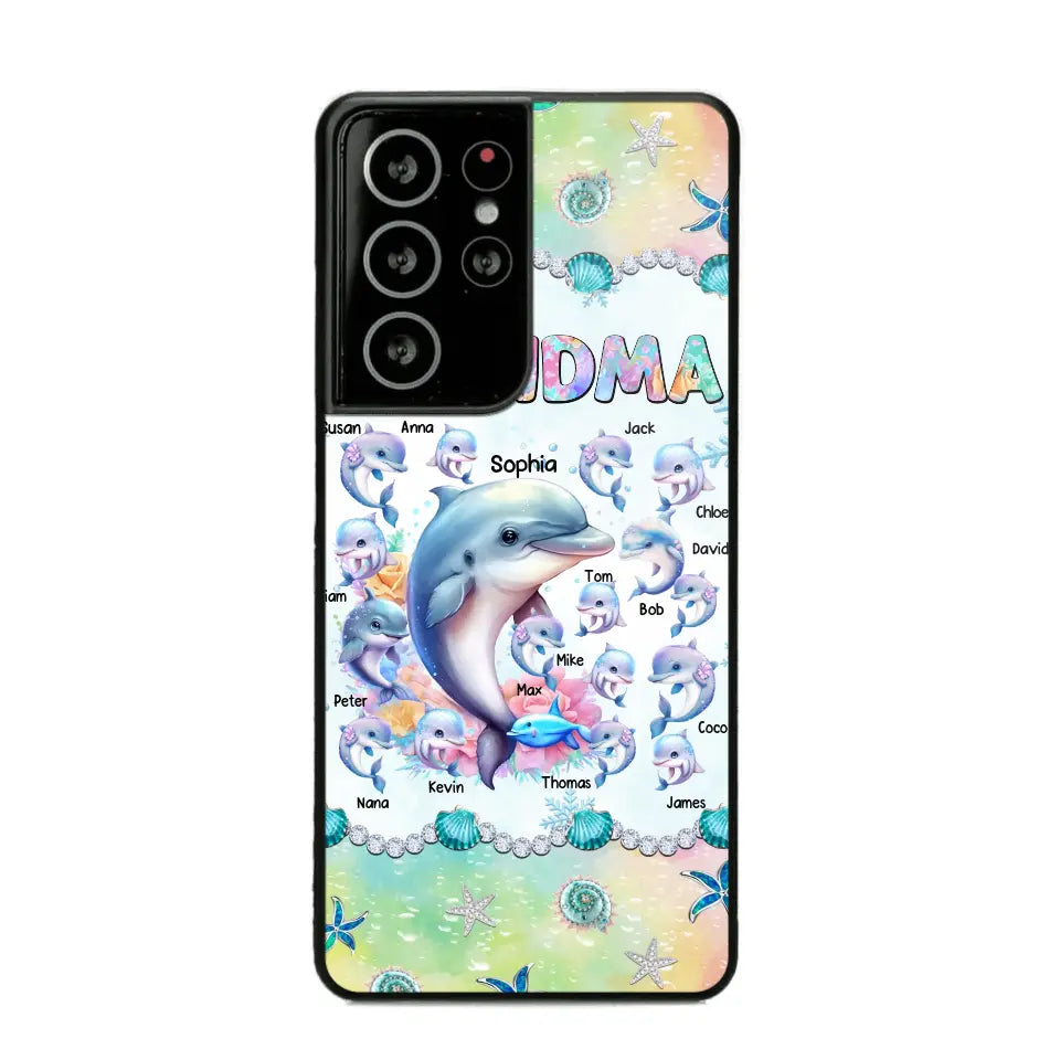 Personalized Grandma Dolphin Kid Names Ocean Vibes Phonecase Printed LVA23989