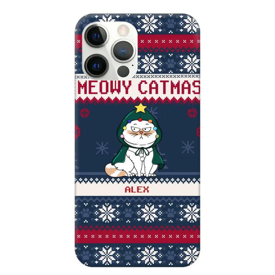 Personalized Meowy Catmas Cat Xmas Ugly Christmas Gift Phonecase Printed LVA231022