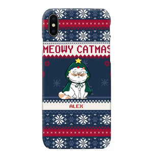 Personalized Meowy Catmas Cat Xmas Ugly Christmas Gift Phonecase Printed LVA231022