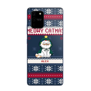 Personalized Meowy Catmas Cat Xmas Ugly Christmas Gift Phonecase Printed LVA231022