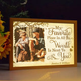 Personalized Upload Your Photo My Favorite Place In All The World Is Next To You Light Frame Canvas Printed HTHVQ231143