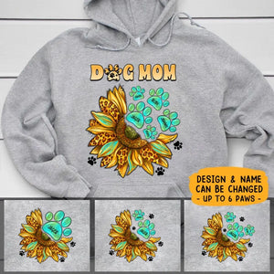 Personalized Sunflower Dog Mom Paws Custom Name Dog Lovers Gift Christmas Gift  Hoodie 2D Printed LVA231253