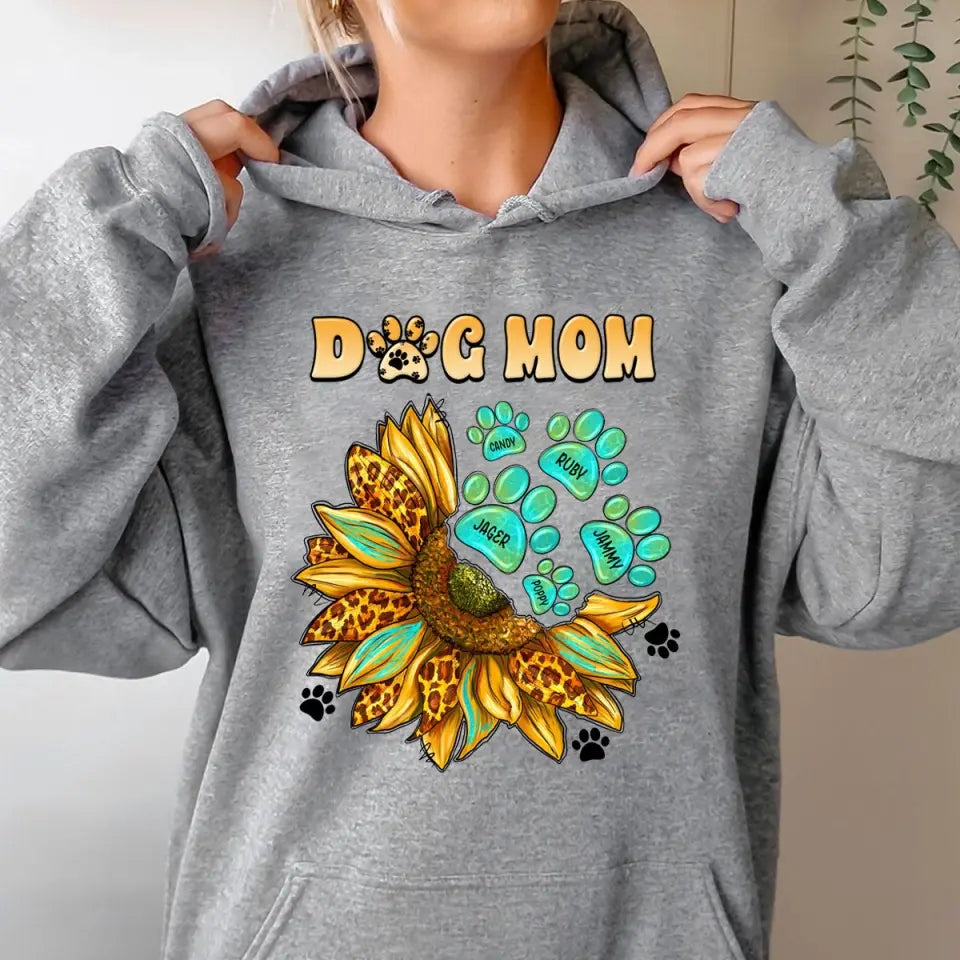 Personalized Sunflower Dog Mom Paws Custom Name Dog Lovers Gift Christmas Gift  Hoodie 2D Printed LVA231253