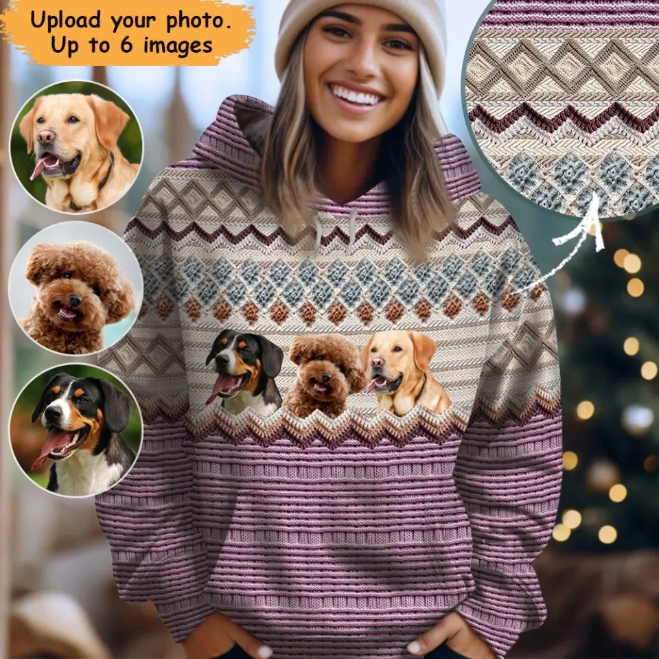 Personalized Upload Your Dog Photo Dog Lovers Gift Knitting Hoodie 3D Printed HN231343