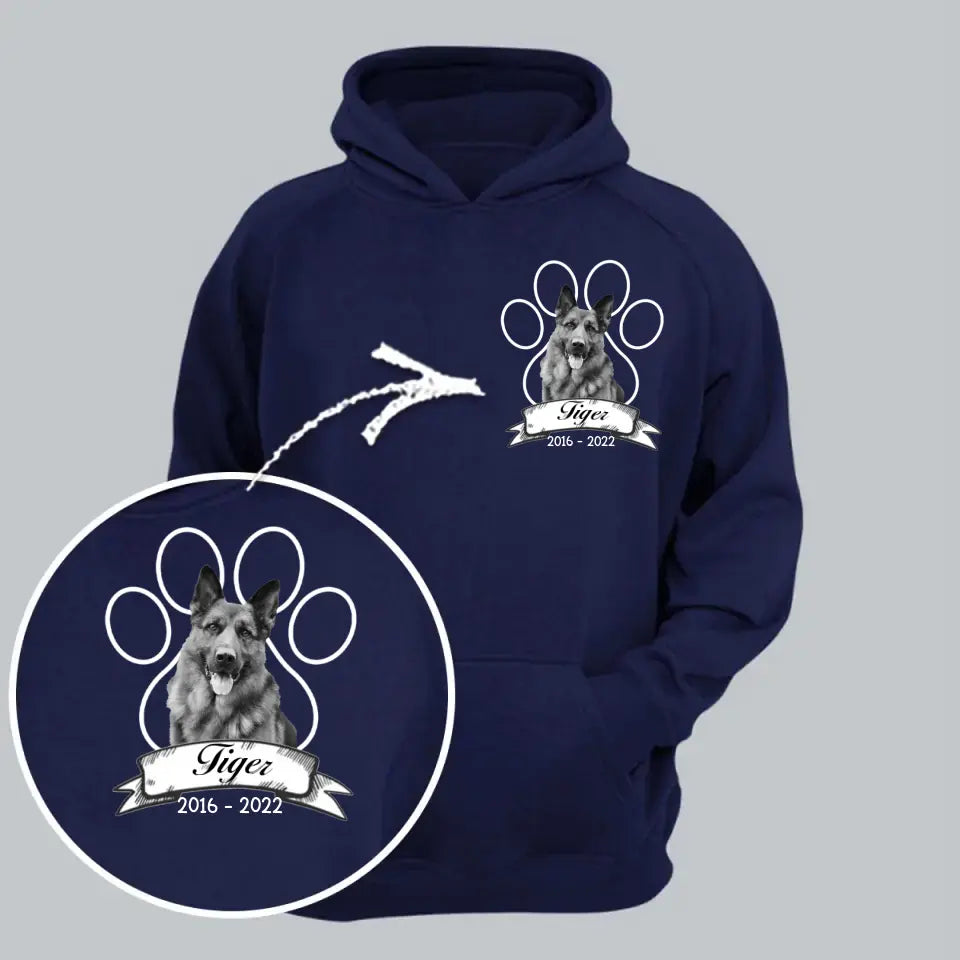 Personalized Upload Your Photo Custom Name & Time Dog Paw Hoodie 2D Printed VQ231379