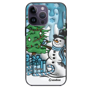 Personalized Grandma Snowman Custom Kid's Name Christmas Gift Phonecase Printed HN231402