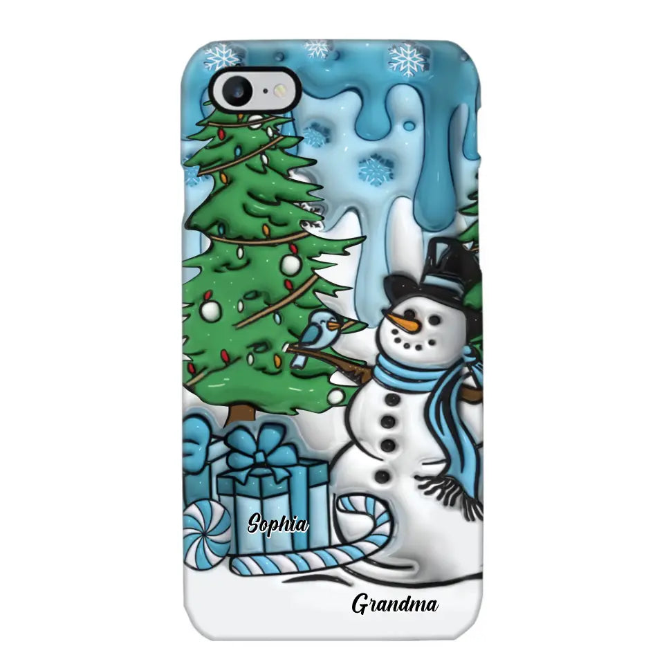 Personalized Grandma Snowman Custom Kid's Name Christmas Gift Phonecase Printed HN231402